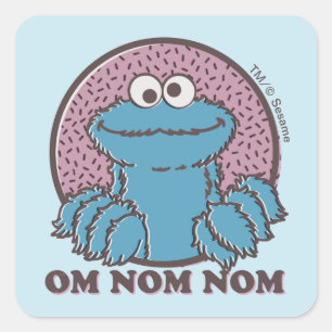 Pegatina Cuadrada Cookie Monster   Om Nom