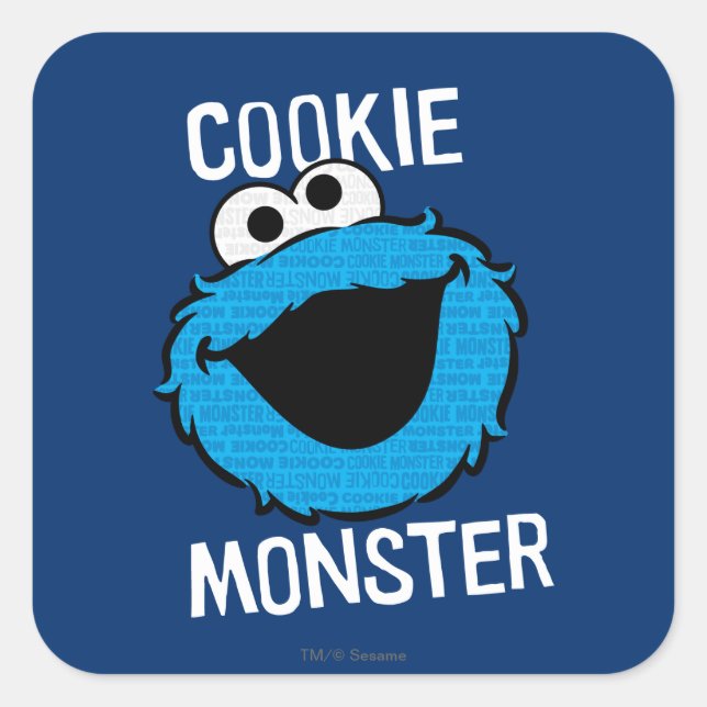 Pegatina Cuadrada Cookie Monster Pattern (Anverso)