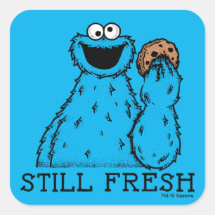Pegatina Cuadrada Cookie Monster   Todavía Fresco