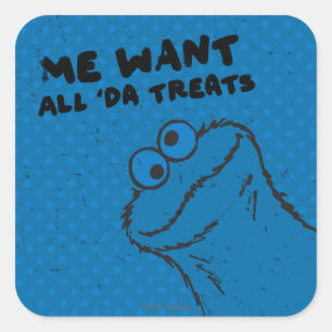 Pegatina Cuadrada Cookie Monster - ¡Todos los tratamientos de "Da"!