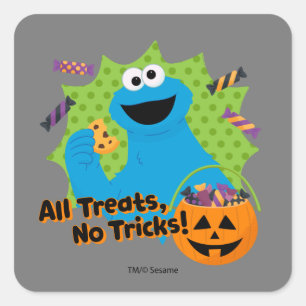 Pegatina Cuadrada Cookie Monster   ¡Todos los tratamientos, sin truc