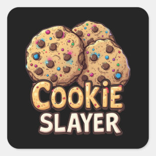 Pegatina Cuadrada Cookie Slayer - Conquistador de chocolate