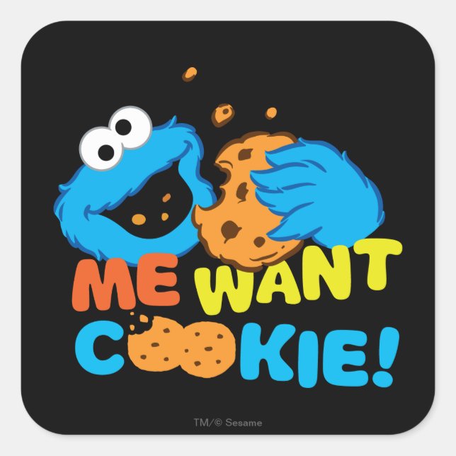 Pegatina Cuadrada Cookie Wants Cookie (Anverso)