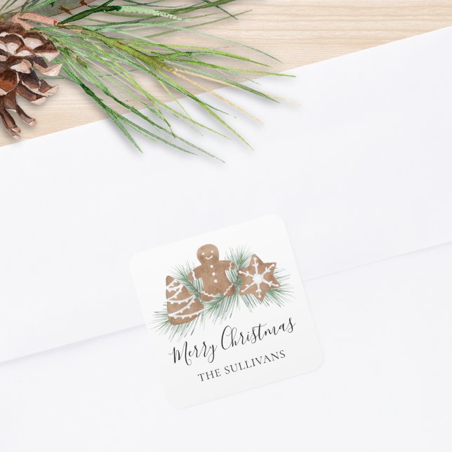 Pegatina Cuadrada Cookies navideñas de moras personalizadas (Subido por el creador)