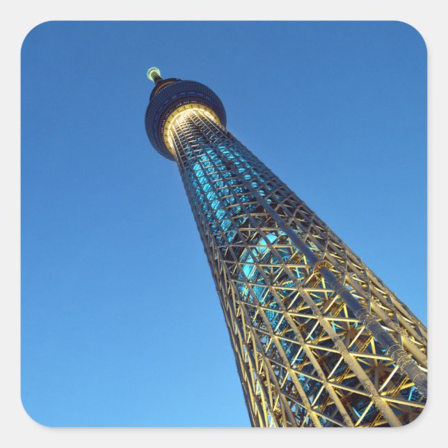 Pegatina Cuadrada Cool Blue Tokyo Skytree: Japón (Anverso)