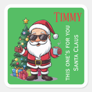 Pegatina Cuadrada Cool Custom From Santa Claus Christmas Gift Square
