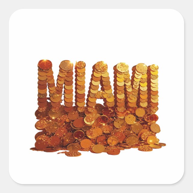 Pegatina Cuadrada Cool Gold MIAMI Estilo de Vinilo (Anverso)