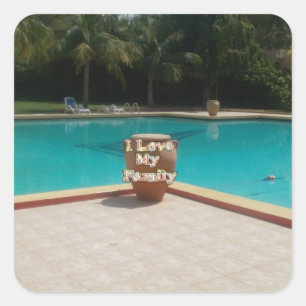 Pegatina Cuadrada Cool Hakuna Matata Piscina Lateral Me encanta Mi F
