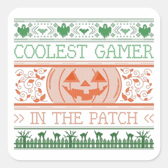 Pegatina Cuadrada Coolest Gamer En El Parche (Anverso)