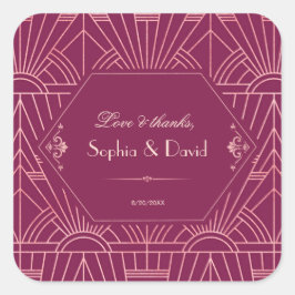 Pegatina Cuadrada Cooper Rosa Gran Gatsby Boda de los años 20