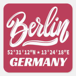 Pegatina Cuadrada Coordenadas de Berlín Alemania