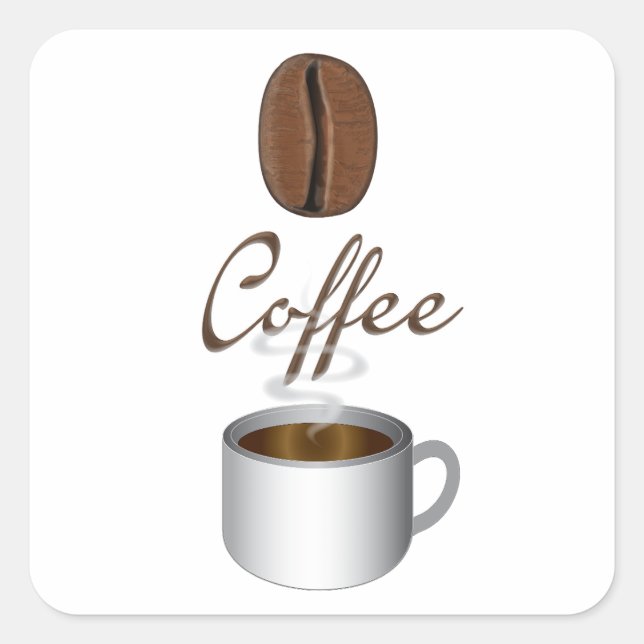 Pegatina Cuadrada Copa Bean de Café (Anverso)