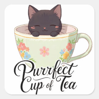 Pegatina Cuadrada Copa De Té Perfecta