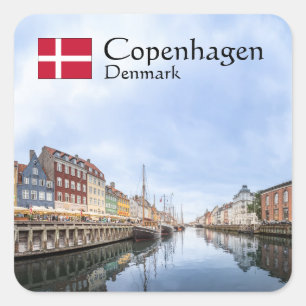 Pegatina Cuadrada Copenhague Dinamarca