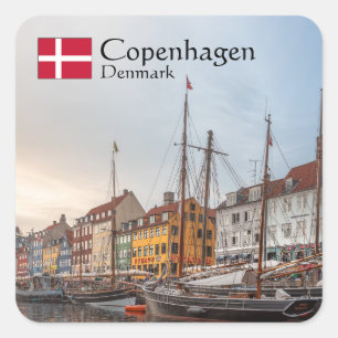 Pegatina Cuadrada Copenhague Dinamarca
