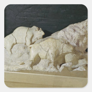 Pegatina Cuadrada Copia de la escultura de los bisontes, Le