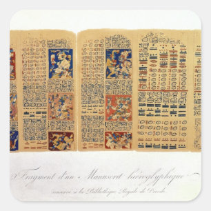 Pegatina Cuadrada Copia de un fragmento del Codex de Dresden