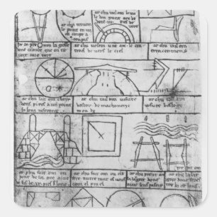 Pegatina Cuadrada Copia del facsímil de figuras geométricas