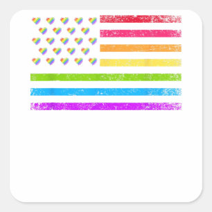 Pegatina Cuadrada Copia del Orgullo Gay Lésbico de la Bandera Americ