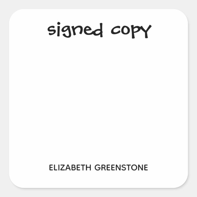 Pegatina Cuadrada Copia firmada de promociones de autor (Anverso)