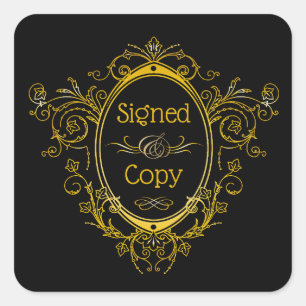 Pegatina Cuadrada Copia firmada - Placa del libro de autor