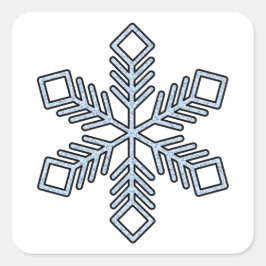 Pegatina Cuadrada Copo de Nieve Brillante - Ramas Azul Bebé