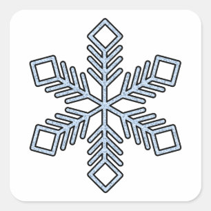 Pegatina Cuadrada Copo de Nieve Brillante - Ramas Azul Bebé
