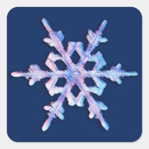 Pegatina Cuadrada Copo de nieve irlandés con azul oscuro
