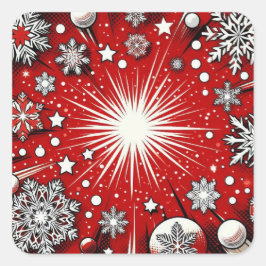 Pegatina Cuadrada Copos de nieve