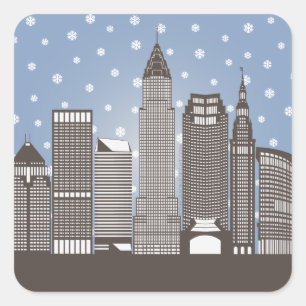 Pegatina Cuadrada Copos de nieve de Cleveland