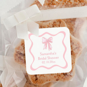 Pegatina Cuadrada Coqueta Rosa lazo que ata el nudo Despedida de sol