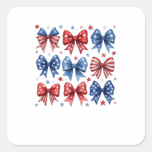 Pegatina Cuadrada Coquette Bandera Americana Coquette Bow 4 De Julio