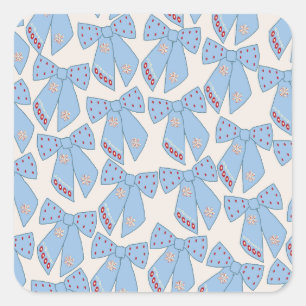 Pegatina Cuadrada Coquette Blue Bows