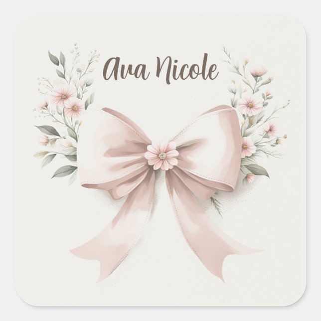 Pegatina Cuadrada Coquette Bow (Anverso)