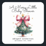 Pegatina Cuadrada Coquette Christmas Tree Bow Baby Shower<br><div class="desc">bonito diseño de coqueta</div>