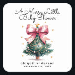 Pegatina Cuadrada Coquette Christmas Tree Bow Baby Shower<br><div class="desc">bonito diseño de coqueta</div>