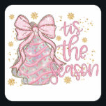Pegatina Cuadrada Coquette Christmas Tree Cake esta temporada<br><div class="desc">Coquette Christmas Tree Cake esta temporada</div>