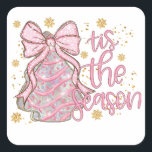 Pegatina Cuadrada Coquette Christmas Tree Cake esta temporada<br><div class="desc">Coquette Christmas Tree Cake esta temporada</div>