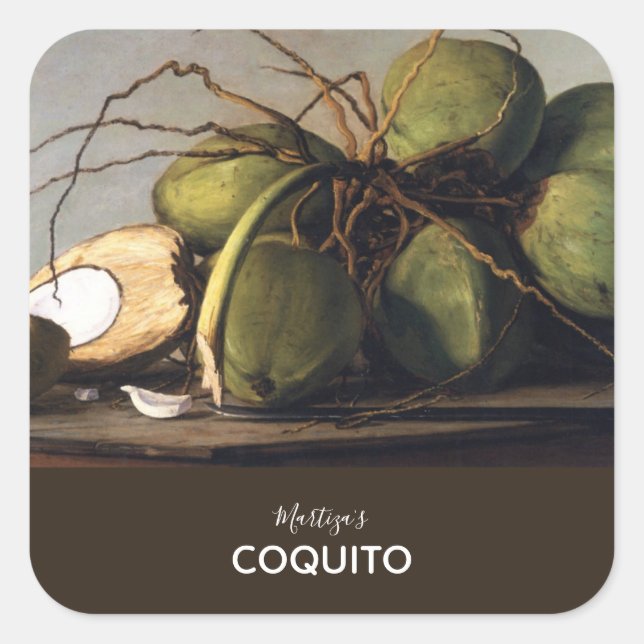 Pegatina Cuadrada Coquito Coconut Classic (Anverso)