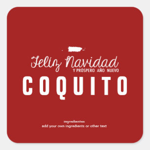 Pegatina Cuadrada Coquito de Navidad Rojo