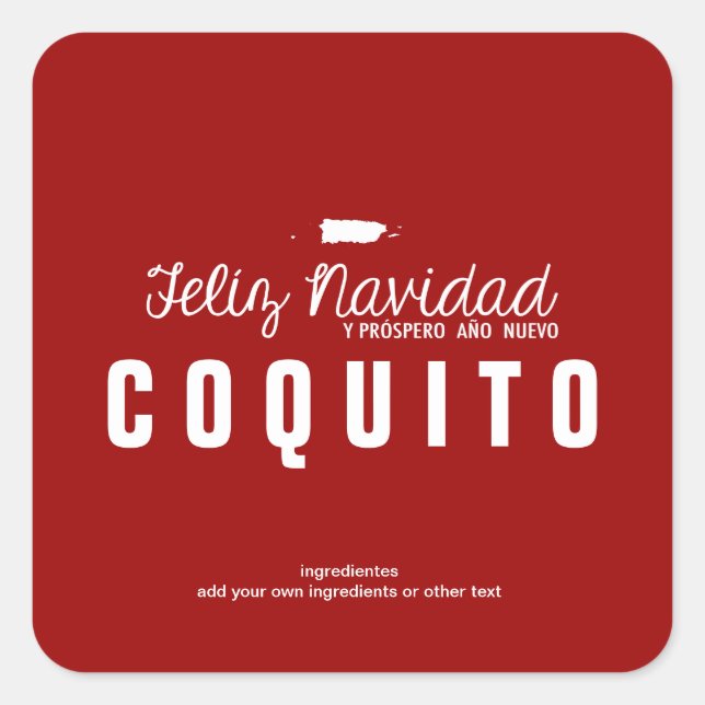 Pegatina Cuadrada Coquito de Navidad Rojo (Anverso)