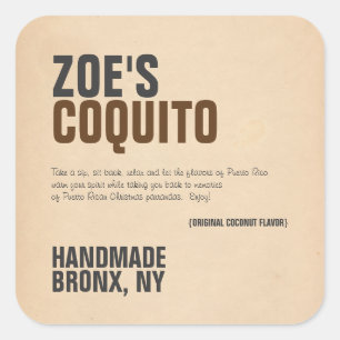 Pegatina Cuadrada Coquito Rustic Modern