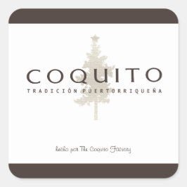 Pegatina Cuadrada Coquito Tradicion Puertorriquena