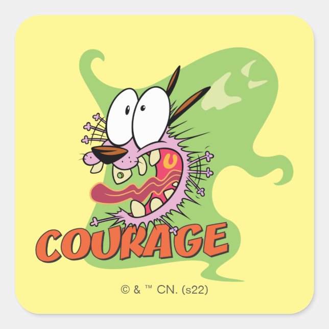 Pegatina Cuadrada Coraje al perro cobarde | Gráfico fantasma (Anverso)