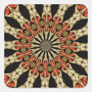 Pegatina Cuadrada Coral con Café y Crema Mandala