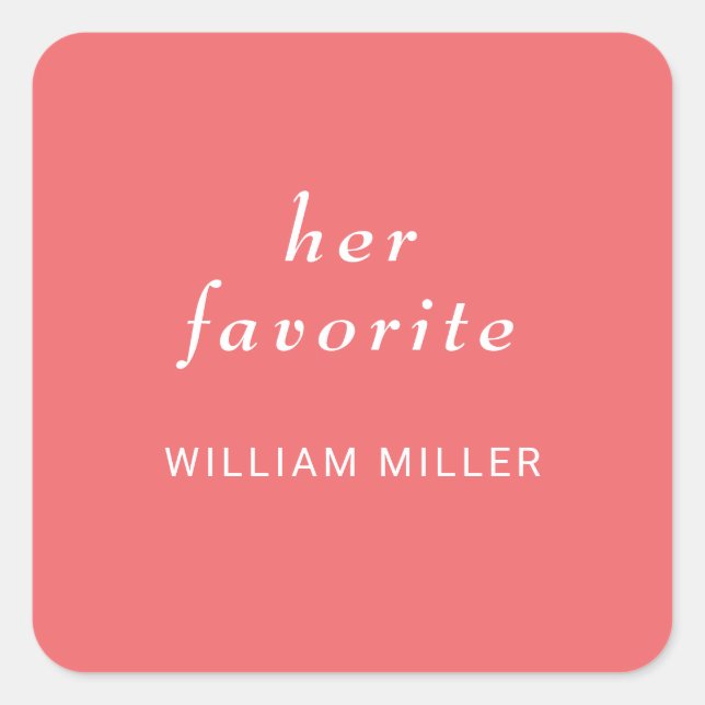 Pegatina Cuadrada Coral elegante y sencillo al atardecer con Boda mo (Anverso)