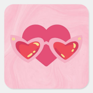 Pegatina Cuadrada Corazón
