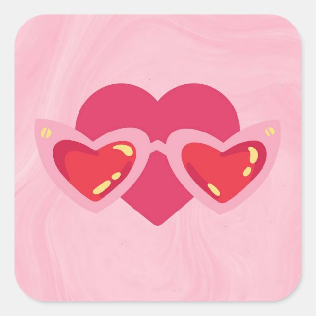 Pegatina Cuadrada Corazón (Anverso)