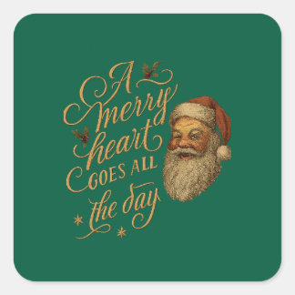 Pegatina Cuadrada Corazón Alegre