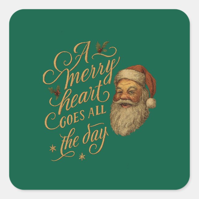 Pegatina Cuadrada Corazón Alegre  (Anverso)